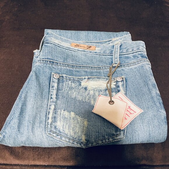 NEW VTG Seven 7 Blue Label Flare Jeans Denim Y2K Mid Rise 31 100% Cotton 34" - Picture 6 of 6